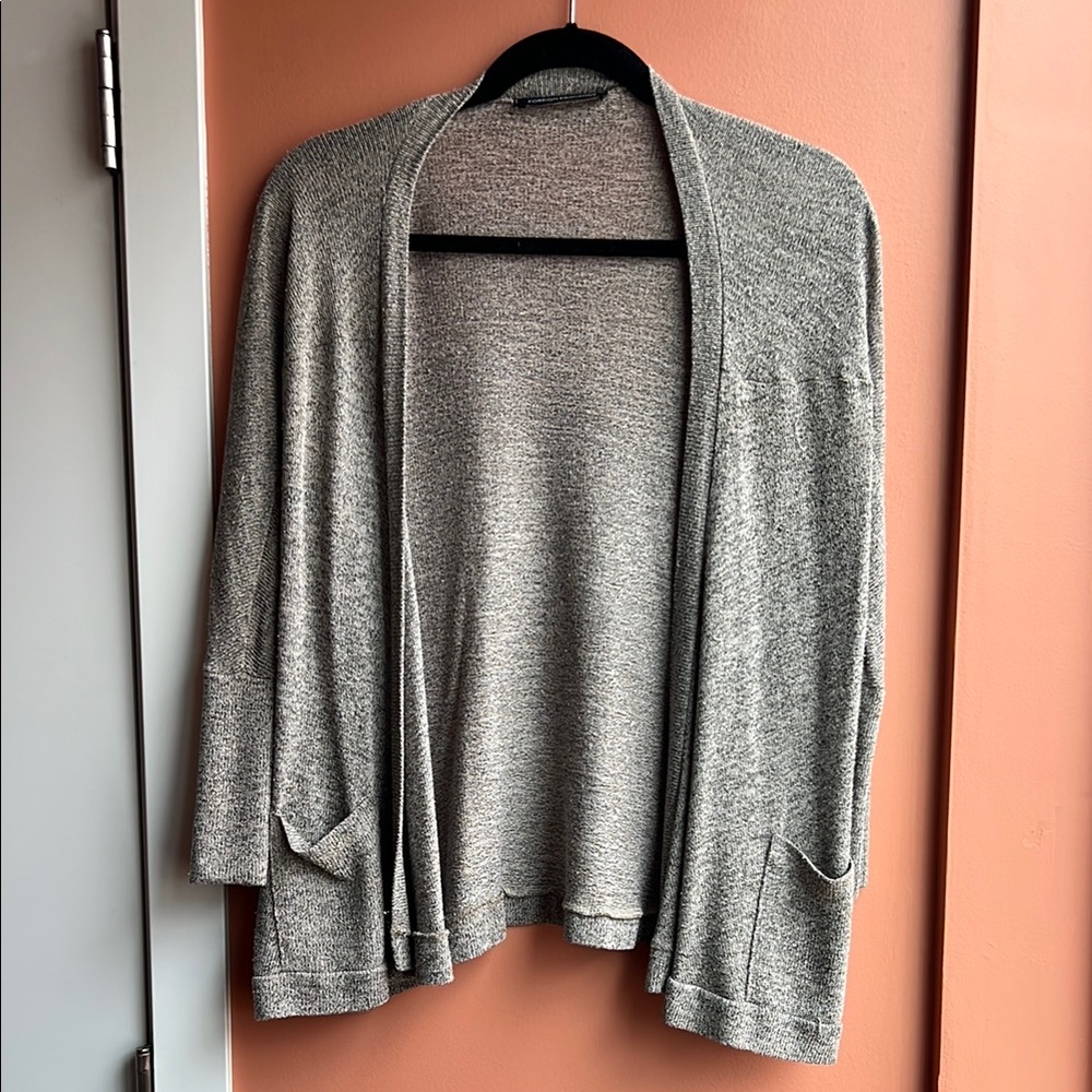 Foreign Exchange Gray Cardigan Sweater Lightweight Knit